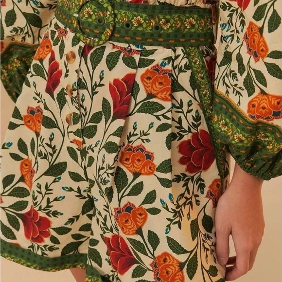 FARM Rio Multicolor Floral Romper in “Sand Garden”